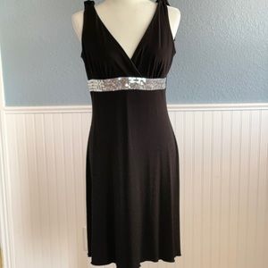 Black and silver sequin dress.